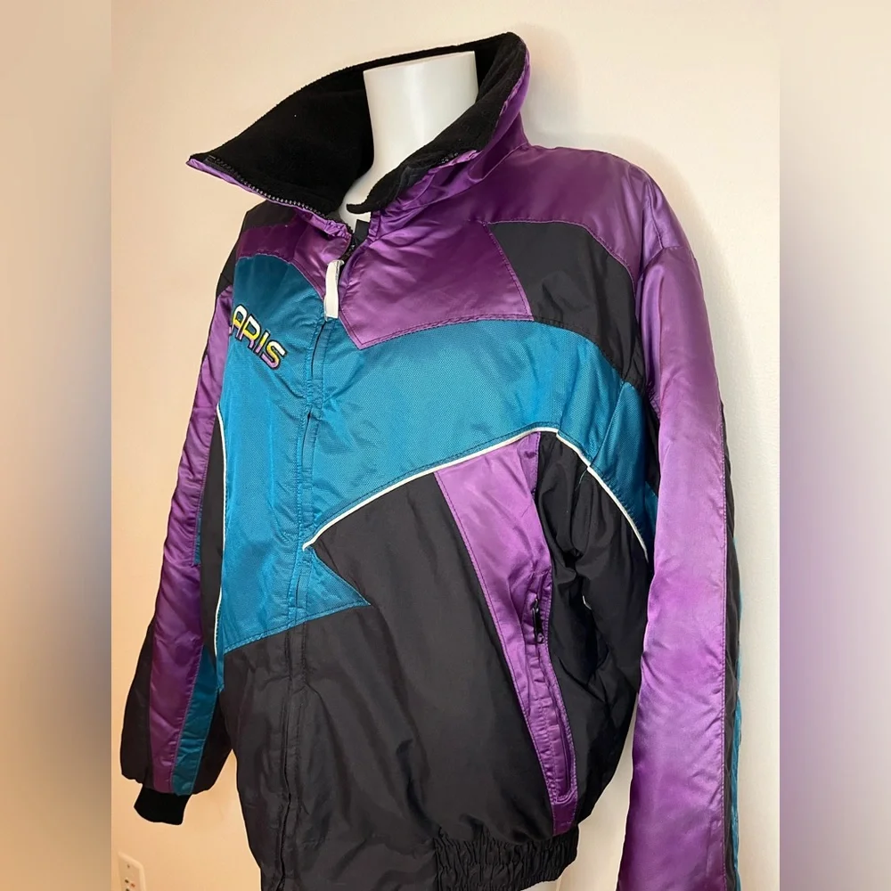 Vintage Blue Polaris Snowmobile Ski Insulated Winter Jacket USA Mens Large. - Picture 2 of 8